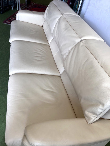 erpo Ledersofa 3-Sitzer Creme Beige Couch Wohnzimmer Designsofa gebraucht
