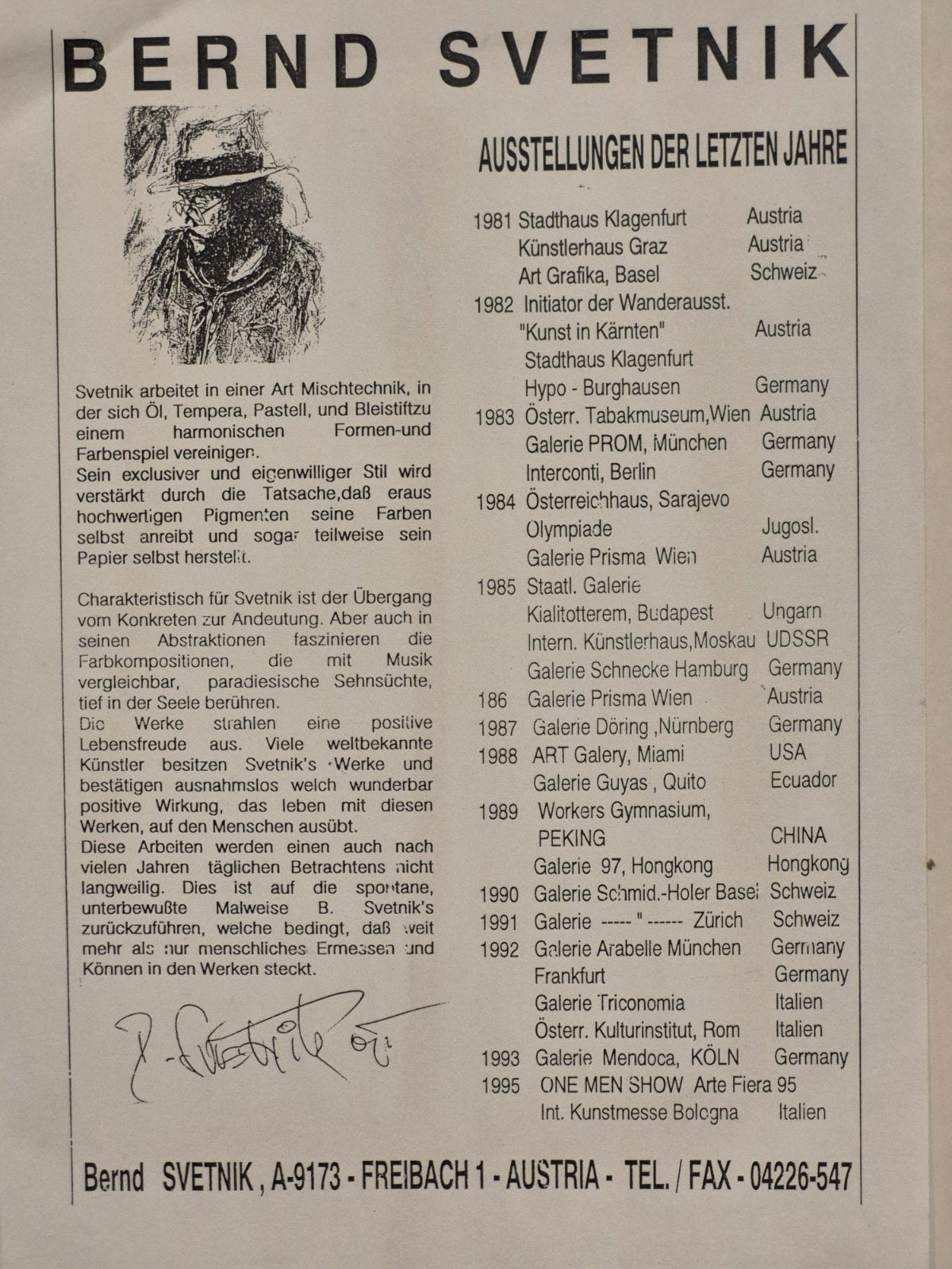 Bernd Svetnik Original "Clown mit Luftballons" 93 Mischtechnik signiert gerahmt