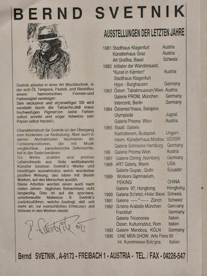 Bernd Svetnik Original "Clown mit Luftballons" 93 Mischtechnik signiert gerahmt