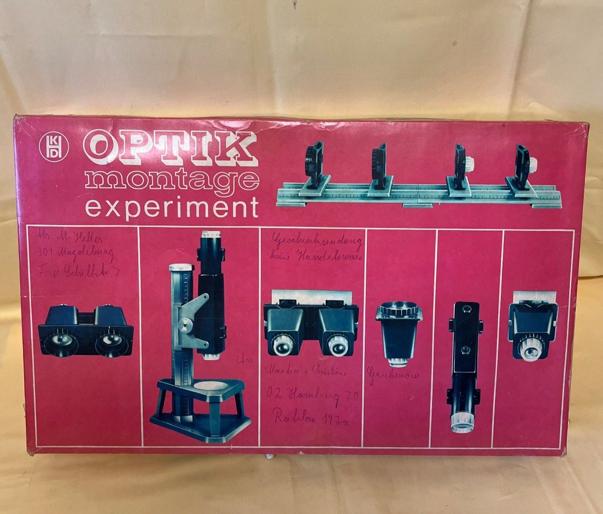 KDI Optik Montage Experiment Baukasten DDR Mikroskop Fernglas Lernset