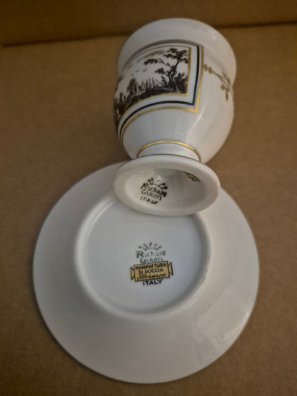 Richard Ginori  Porzellan - Mokkatasse mit Untertasse - Fiosole -