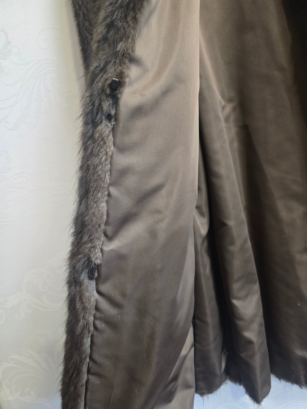 Vintage Damen Pelzmantel Echtpelz braun Nerz-Optik Retro Wintermantel gebraucht