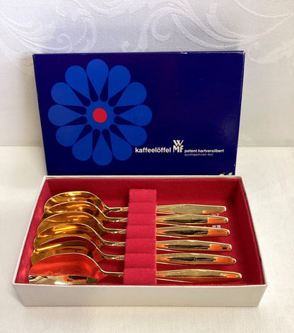 WMF Kaffeelöffel 6er Set vergoldet hartversilbert OVP Made in Germany