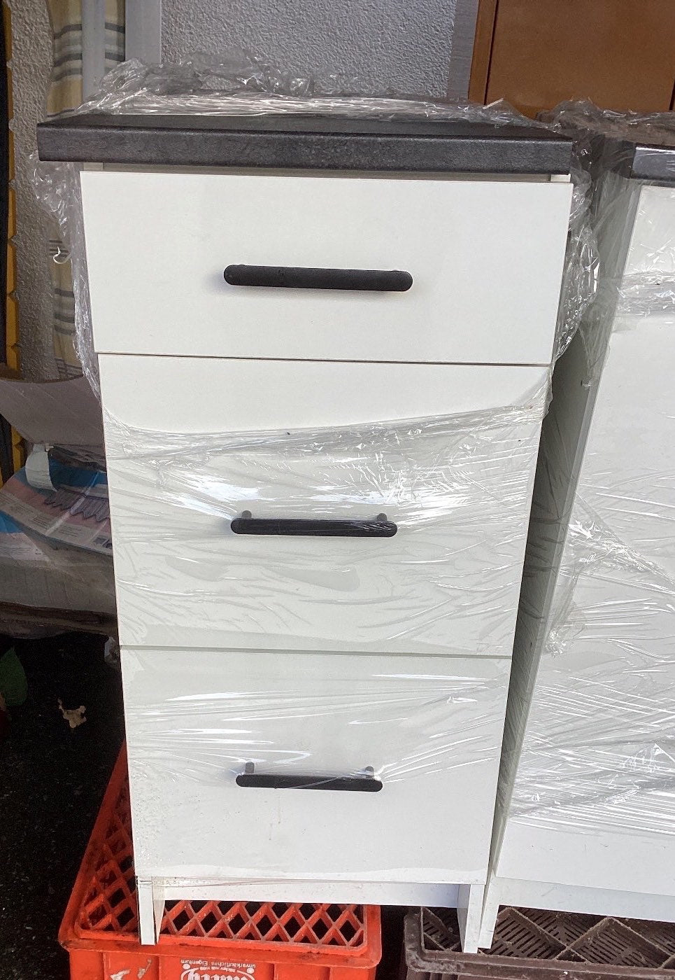 Küchen Unterschrank Set weiß anthrazit Arbeitsplatte 2-tlg modern Küchenmöbel