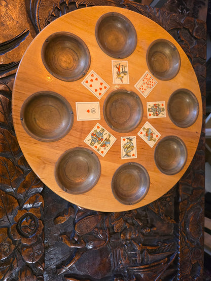 Pochbrett Vintage Holztisch Spieltisch Kartenfächer Retro Deko