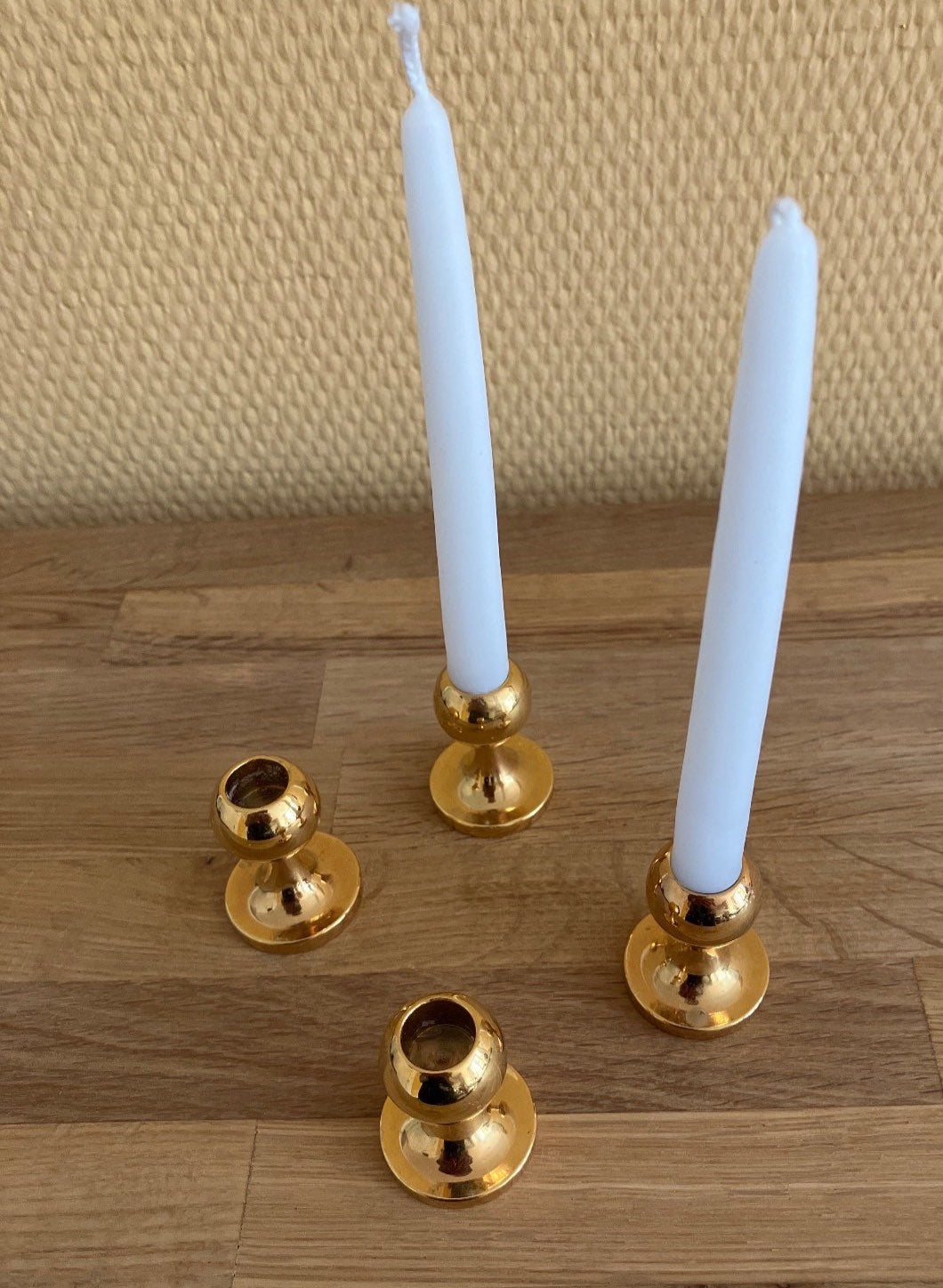 BSF 24 Karat Vergoldet Kerzenhalter 4er Set Gold Vintage Stabkerzen
