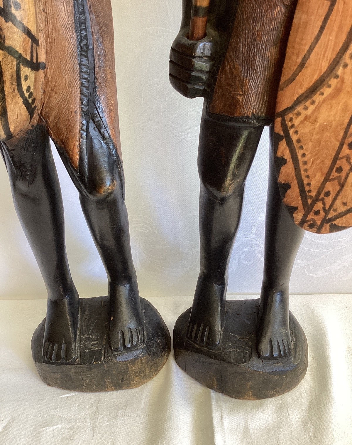 Afrikanische Holzfiguren Paar Massai Krieger & Frau handgeschnitzt Ebenholz 59cm