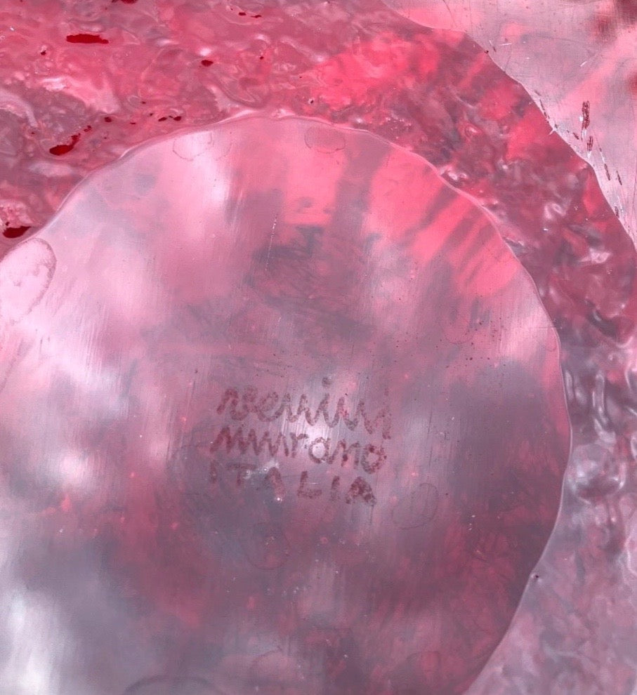 Rote Glas Karaffe mit Stöpsel Murano Italia Vintage Dekantierer rubinrot