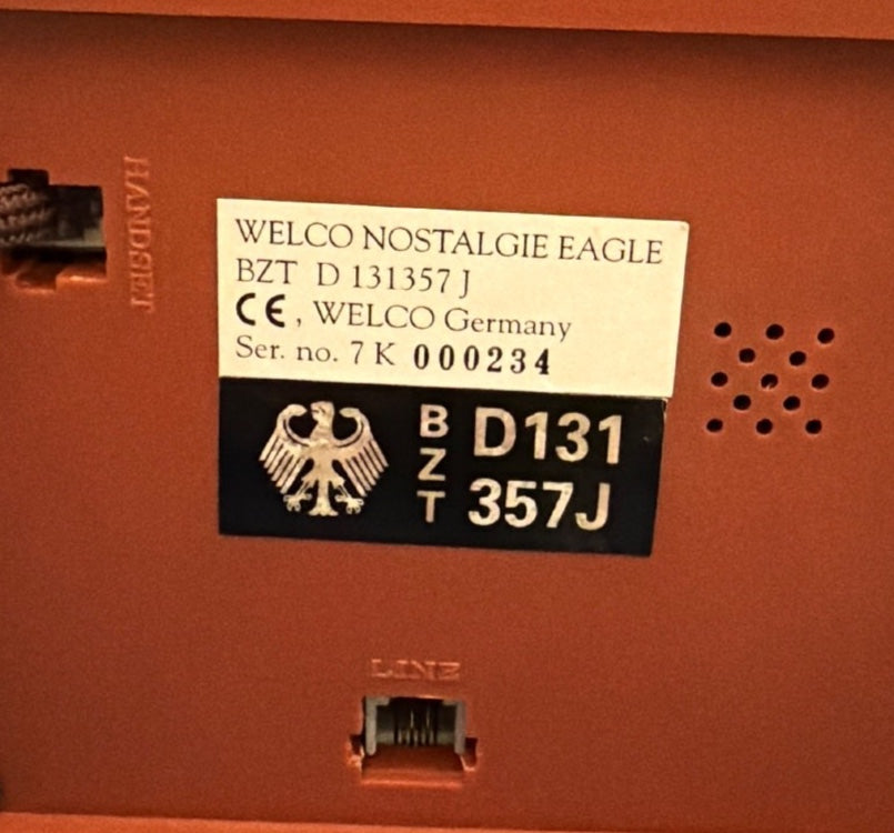 Welco "Nostalgie Eagle" Telefon Holz Messing  Tischtelefon Germany Retro