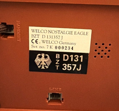 Welco "Nostalgie Eagle" Telefon Holz Messing  Tischtelefon Germany Retro