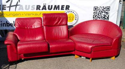 Ekornes Stressless Sofa Set Leder rot 2-Sitzer m Rundsessel Wohnlandschaft