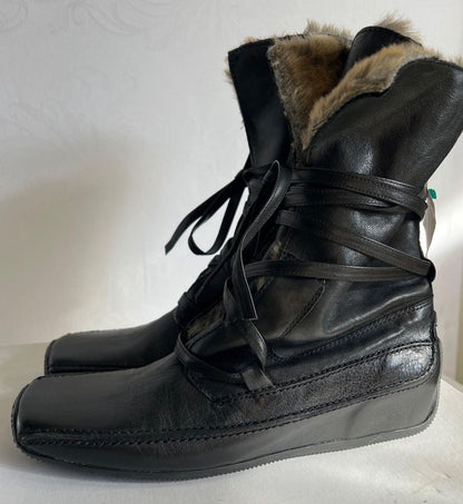 Franco Bonoldi, Damen Winterstiefel, Leder, Fell, schwarz, Gr. 39 Italy