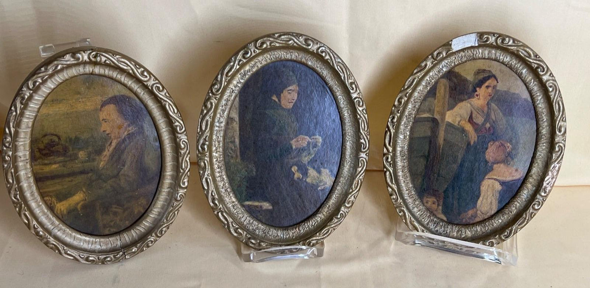 3x ovale Miniaturen, Marstrand, Otto Haslund, Ernst Meyer, 19.Jh