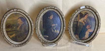 3x ovale Miniaturen, Marstrand, Otto Haslund, Ernst Meyer, 19.Jh