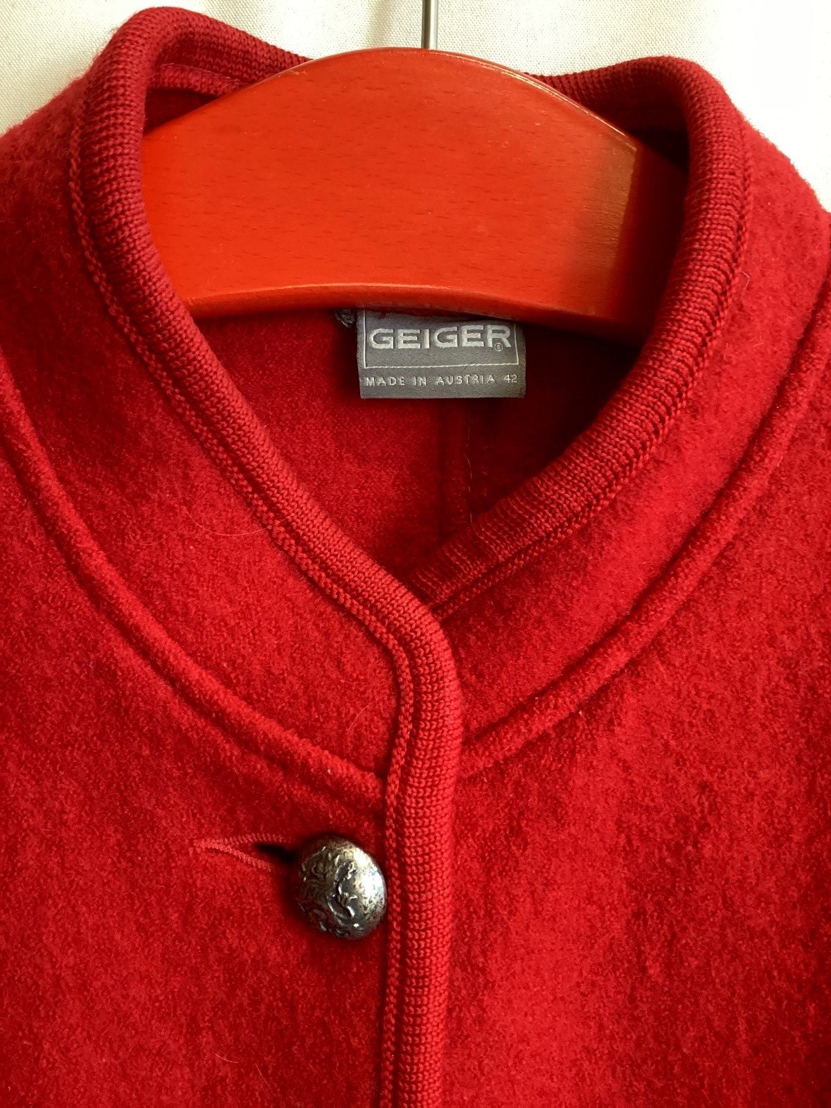 GEIGER Damen Walkjacke Wolljacke Rot Gr. 42 Made in Austria Trachten Jacke