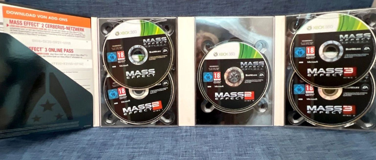 Mass Effect Trilogy Xbox 360 BioWare, 5 Discs, Komplett mit Beilagen, USK 16