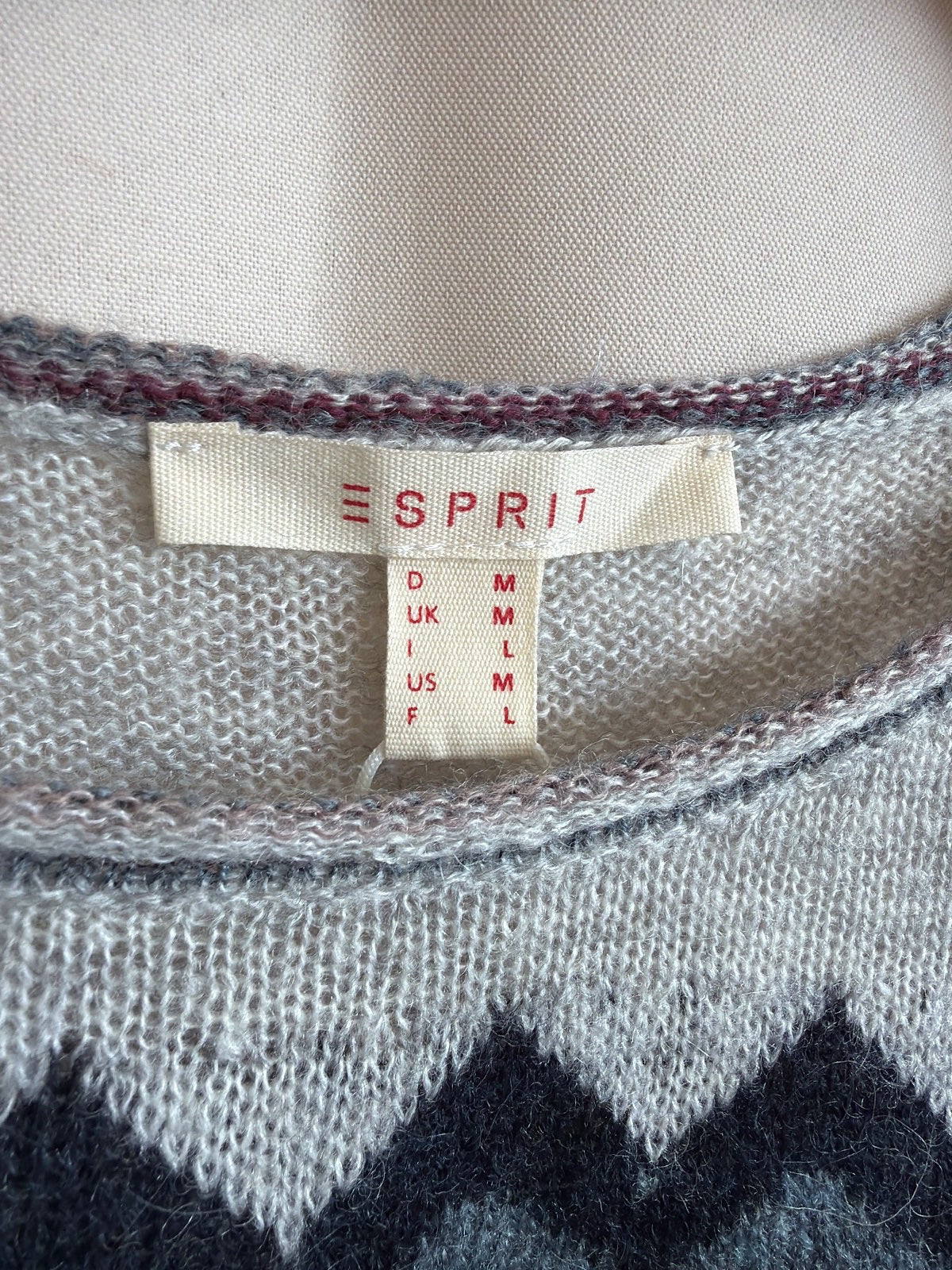 Esprit Damen Strickpullover Norweger Fair Isle Muster grau blau Gr. M neu