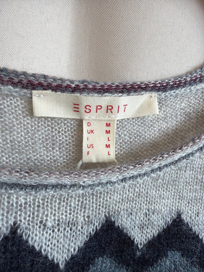 Esprit Damen Strickpullover Norweger Fair Isle Muster grau blau Gr. M neu