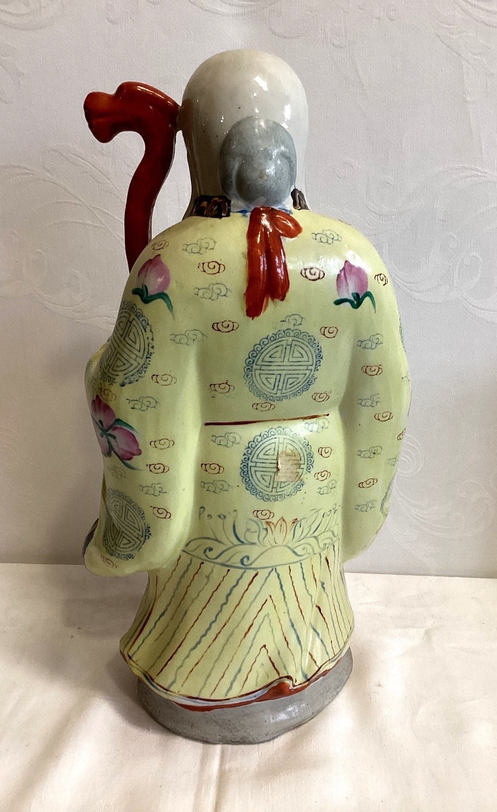 Chinesische Porzellan Figur Shouxing Gott Langlebigkeit Pfirsich handbemalt