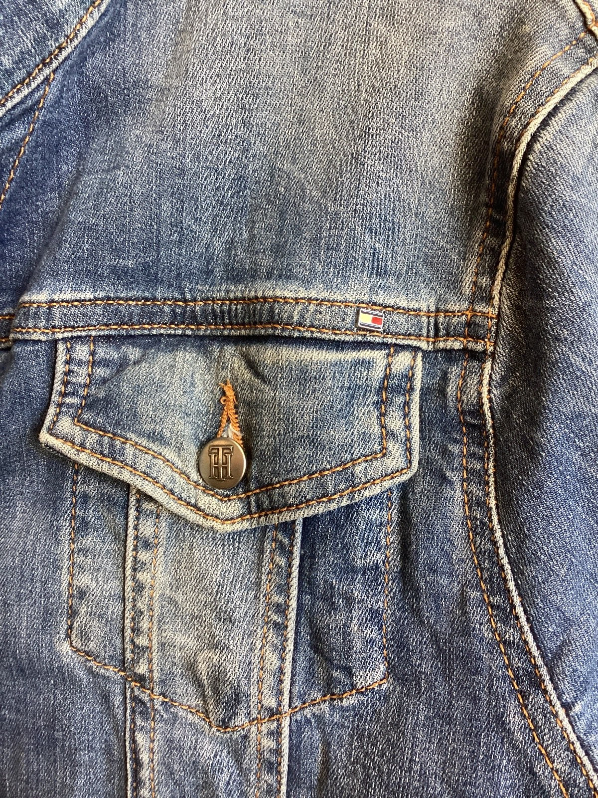 Tommy Hilfiger Damen Jeansjacke Denim Jacket Gr. 14 Blau Used-Look