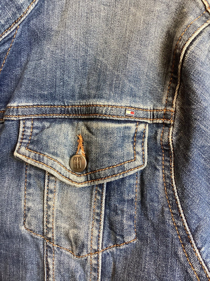 Tommy Hilfiger Damen Jeansjacke Denim Jacket Gr. 14 Blau Used-Look