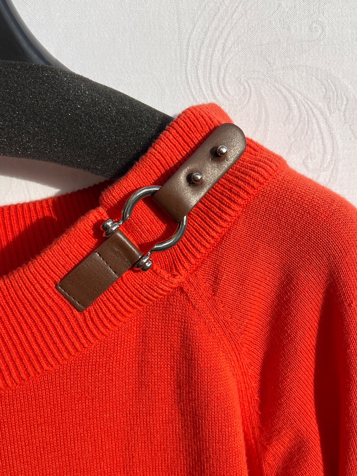Ralph Lauren, Damen Pullover, koralle, Gr. M, Baumwolle Kunstleder-Schnalle
