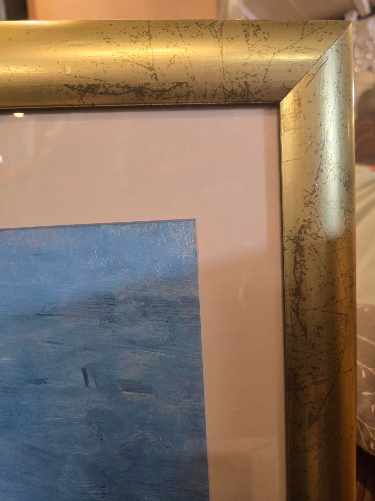 Picasso Kind mit Taube Kunstdruck gerahmt Goldrahmen Passepartout vintage