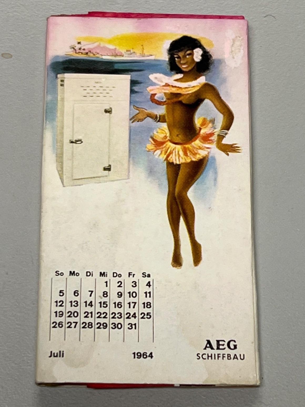 AEG Schiffbau, 5 x Streichholzheftchen,1964, Pin-up Girl, Konvolut