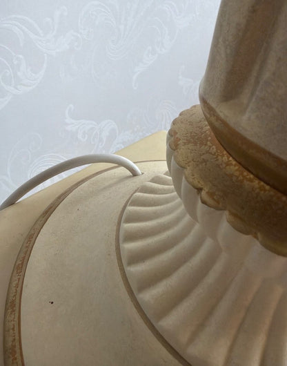 Tischlampe Iris Blüten Keramik Gips creme gold Landhaus Shabby Vintage