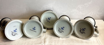 5x Fürstenberg Bierkrug Porzellan Zinndeckel Wappen Hannover Papier Alfeld Leine