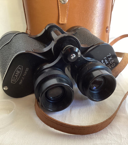 Scanex Triple Tested Fernglas 7x50 Field 7.1° Vintage mit Lederetui