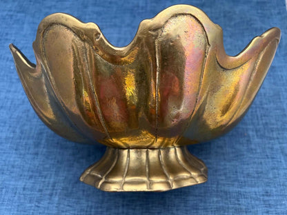 Messing Schale Blütenform, Wellenrand, Obstschale, Dekoschale goldfarben