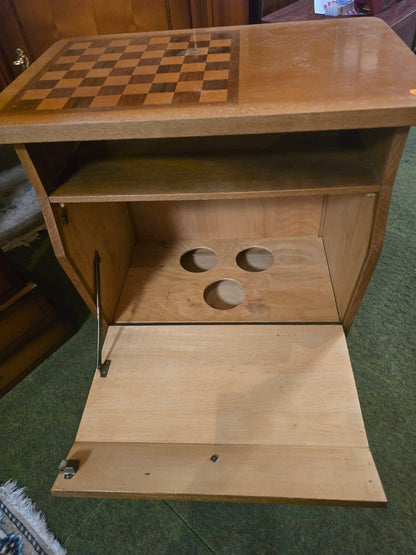 Vintage Holz Spieltisch Schach Intarsien mit Stauraum