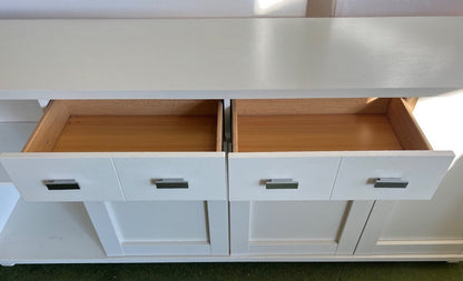 Weißes Sideboard, Kommode, 4 Türen, 2 Schubladen, Landhausstil