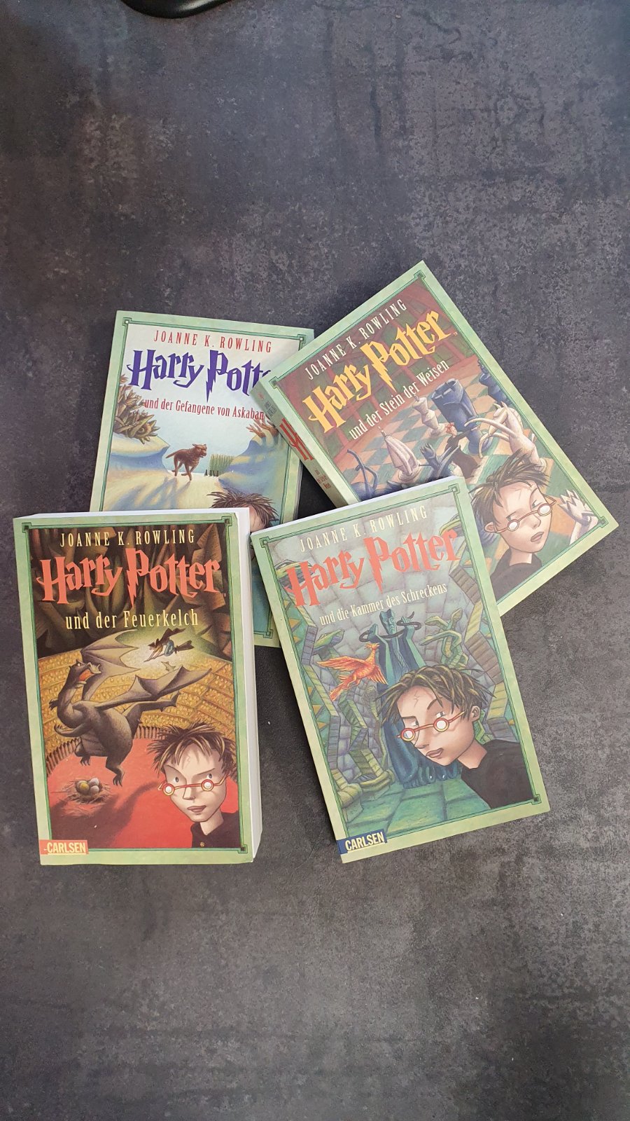 Harry Potter Bände 1-4 Carlsen Schuber Rowling Stein Kammer Askaban Feuerkelch