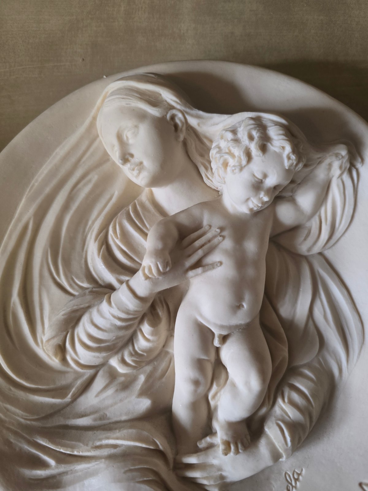 A. Santangela Madonna Modesta Madonne Viventi Relief Platte 1982 Volteradici