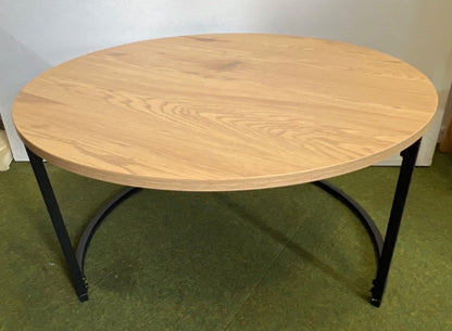 2er Set Couchtisch rund Holzwerkstoff Eichenfarbig, Metall, " Ciara"