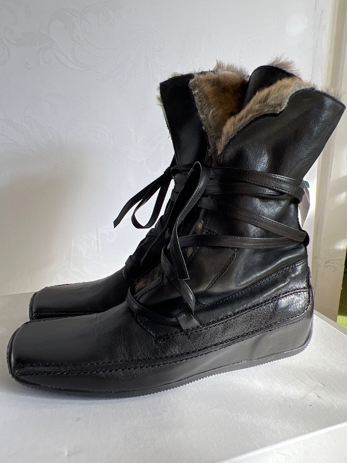 Franco Bonoldi, Damen Winterstiefel, Leder, Fell, schwarz, Gr. 39 Italy