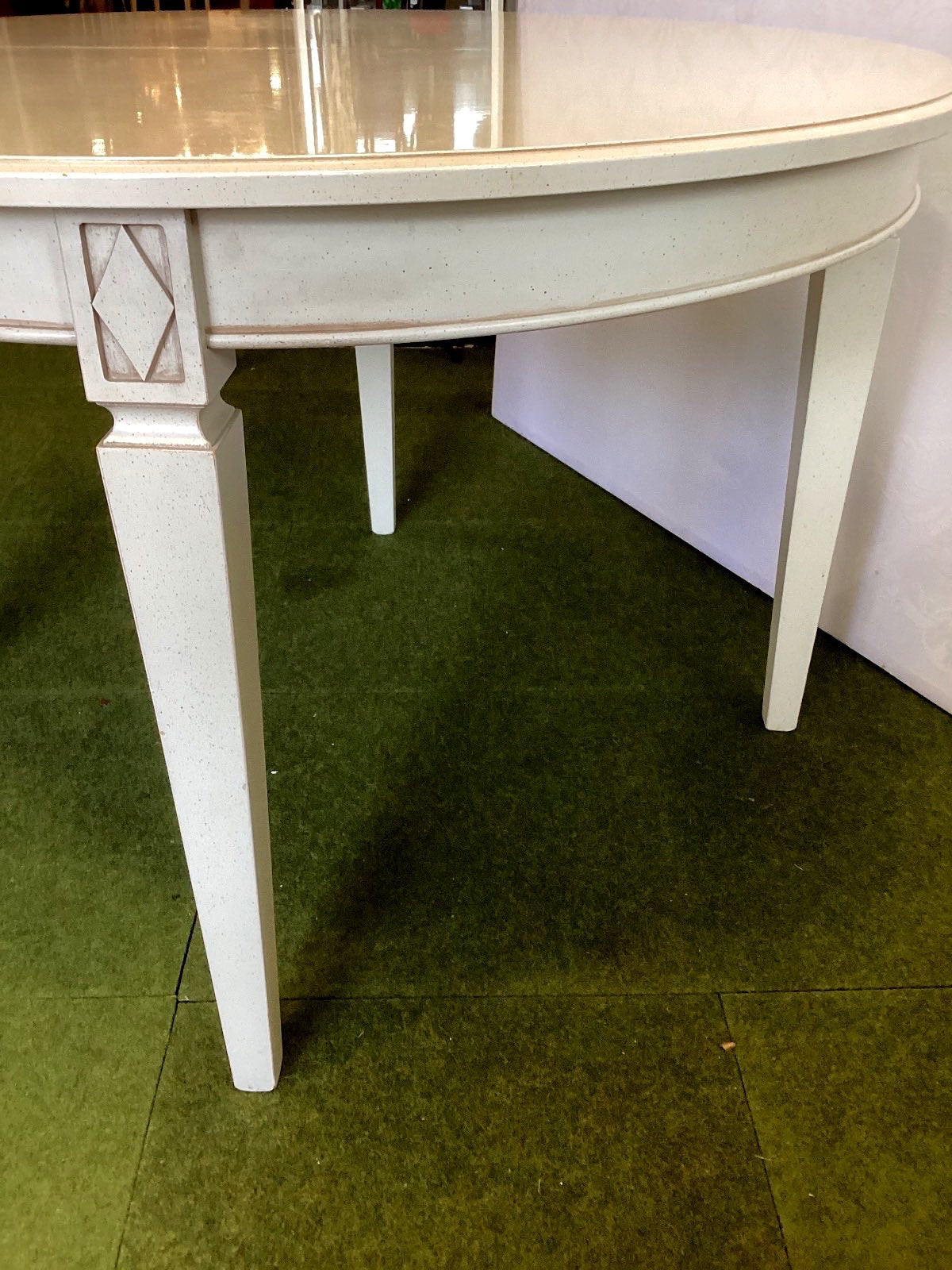 Runder Esstisch ausziehbar weiß Holz Einlegeplatte Landhaus Shabby Chic