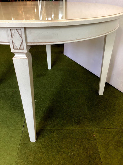 Runder Esstisch ausziehbar weiß Holz Einlegeplatte Landhaus Shabby Chic