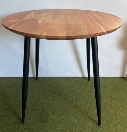 Akazienholz-Esstisch "Mallorca" + 4 Bouclé-Stühle "Mora" neuwertig TOP