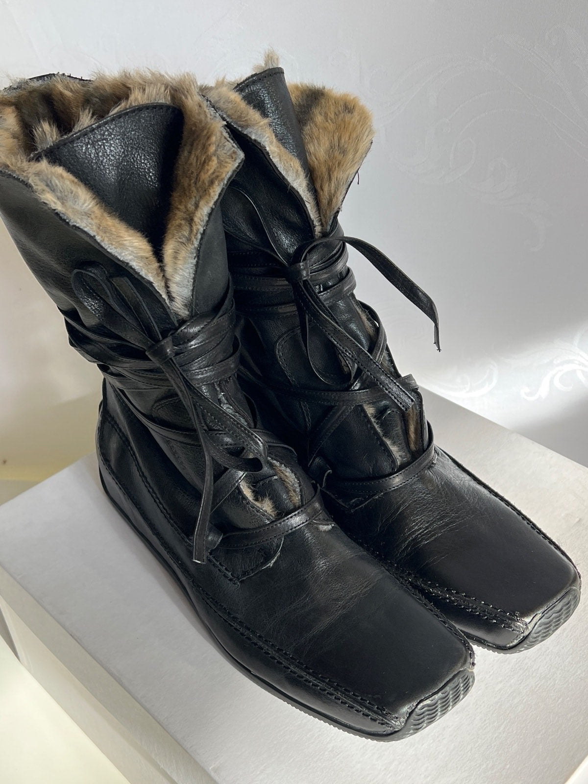 Franco Bonoldi, Damen Winterstiefel, Leder, Fell, schwarz, Gr. 39 Italy