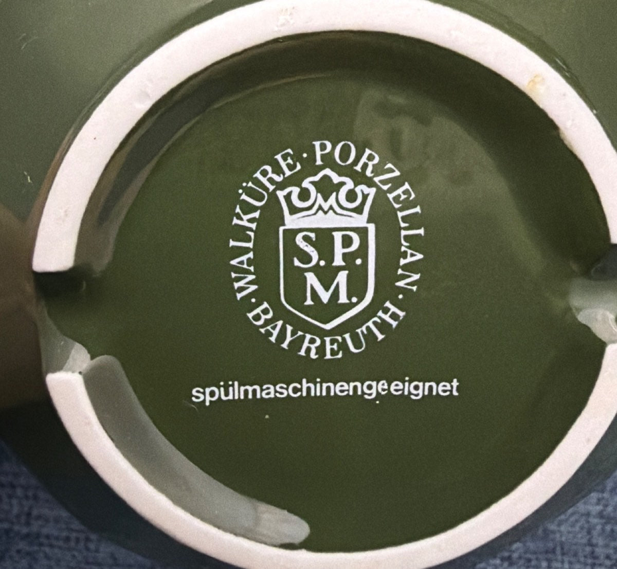 Walküre Porzellan Bayreuth Kaffeegedeck Trio grün Gold Vintage SPM