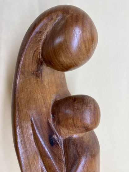 Holzskulptur "Mutter & Kind" Holz-Figur, abstrakt, geschnitzt, Handarbeit, 45 cm