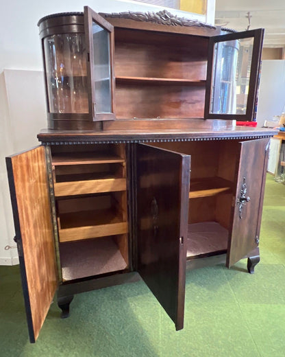 Antiker Eichen Buffetschrank, Vitrinenschrank, Jugendstil/Gründerzeit