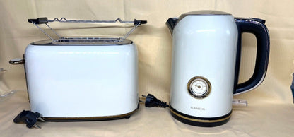 Klarstein Victoria Frühstücksset 2-Schlitz-Toaster 800W Wasserkocher 2200W Creme