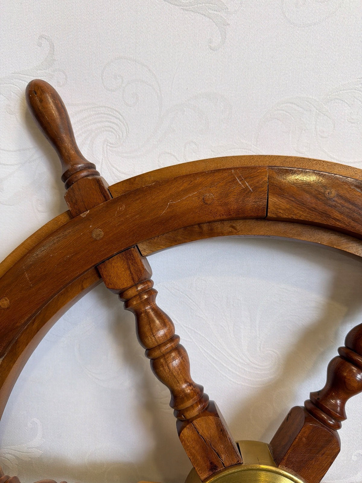 Schiffssteuerrad Holz Messing Nabe Steuerrad 6 Speichen maritime Deko