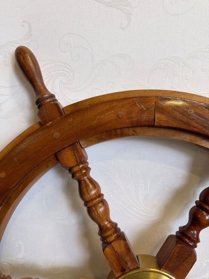 Schiffssteuerrad Holz Messing Nabe Steuerrad 6 Speichen maritime Deko