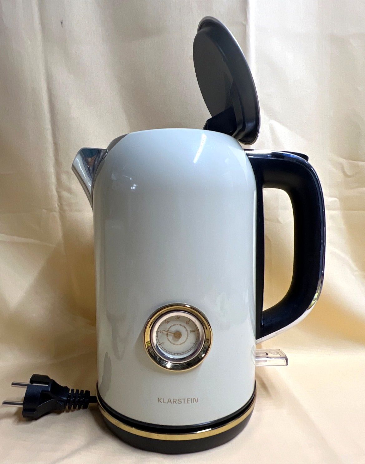 Klarstein Victoria Frühstücksset 2-Schlitz-Toaster 800W Wasserkocher 2200W Creme