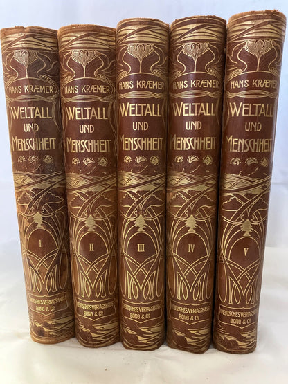 Hans Kraemer Weltall und Menschheit 5 Bände Jugendstil